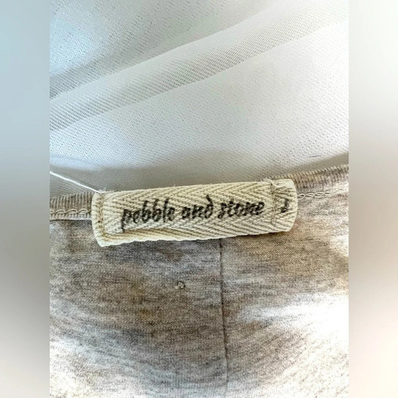 Anthropologie Pebble and Stone Oatmeal Button Back Chiffon Blouse Tunic Size S - Picture 10 of 11